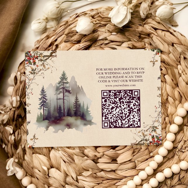 Carte D'accompagnement Rustic Mountain Forest Evergreen Tree Wedding (Créateur téléchargé)