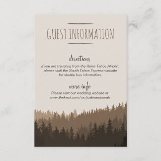 Carte D'accompagnement Rustic Mountain Guest Card en brun