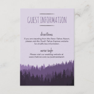 Carte D'accompagnement Rustic Mountain Guest Info Card en violet