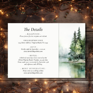 Carte D'accompagnement Rustic Mountain Lake Forest Détails du Mariage
