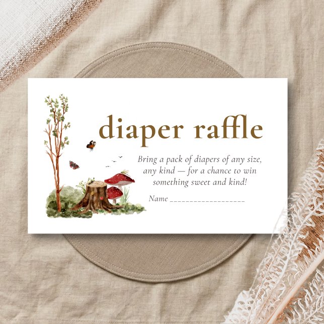 Carte D'accompagnement Rustic Mushroom Woodland Baby Shower Diaper Raffle (Mushroom Rustic Woodland Baby Shower Diaper Raffle)