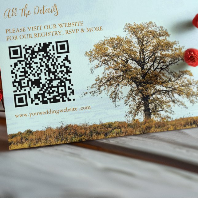 Carte D'accompagnement Rustic Oak Tree Autumn Wedding Details (Créateur téléchargé)