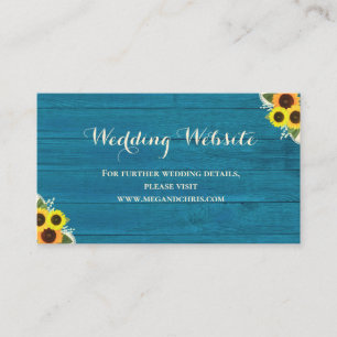 Carte D'accompagnement Rustic Pays Turquoise Sunflower Site Mariage