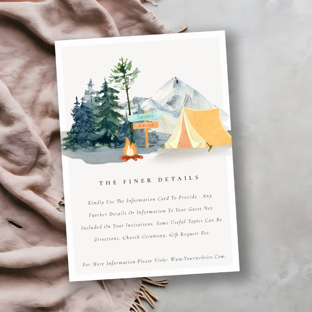 Carte D'accompagnement Rustic Pine Woods Camping Mountain Détails Mariage (Créateur téléchargé)