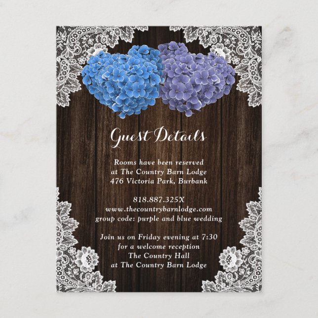 Carte D'accompagnement Rustic Purple and Blue Floral Enclosure Card (Devant)