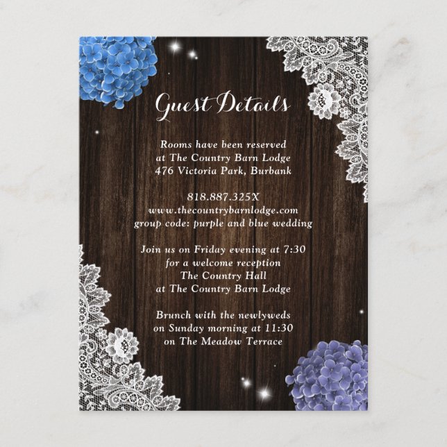 Carte D'accompagnement Rustic Purple and Blue Floral Enclosure Card (Devant)
