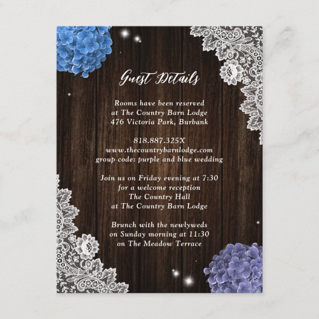 Carte D'accompagnement Rustic Purple and Blue Floral Enclosure Card (Devant)