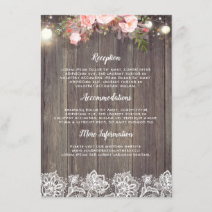 Carte D'accompagnement Rustic Rose Floral Mariage Information Invité