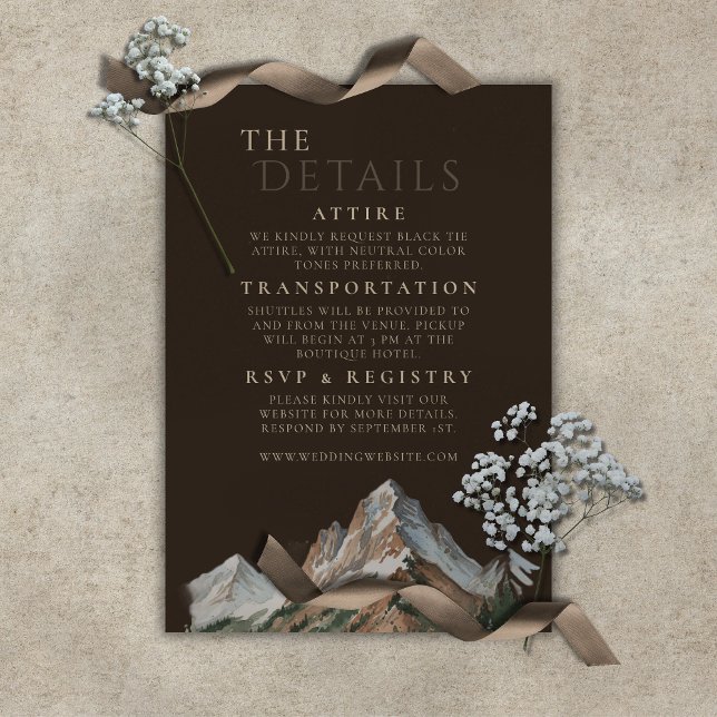 Carte D'accompagnement Rustic Snowy Mountain Landscape Watercolor Wedding (Rustic Snowy Mountain Landscape Watercolor Wedding Enclosure Card)