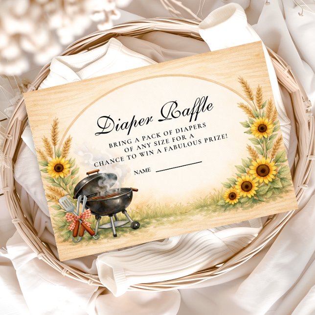 Carte D'accompagnement Rustic Sunflower Baby Q Diapper Raffle (Créateur téléchargé)