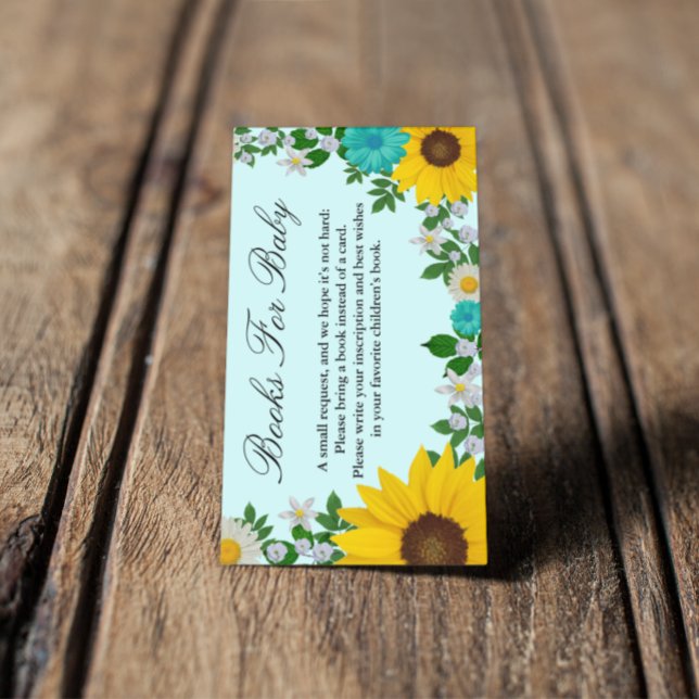 Carte D'accompagnement Rustic Sunflower Daisy Livres Floraux Pour Bébé (Créateur téléchargé)