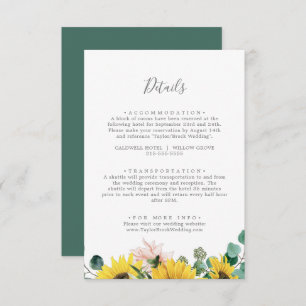 Carte D'accompagnement Rustic Sunflower Eucalyptus Détails Mariage