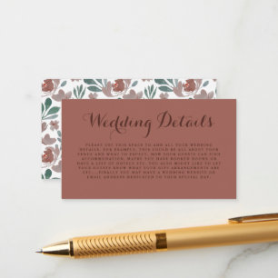 Carte D'accompagnement Rustic Terracotta Floral Détails du Mariage