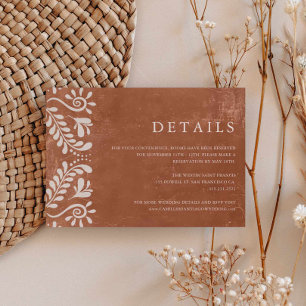 Carte D'accompagnement Rustic Terracotta Mexique Détails du Mariage