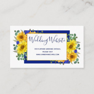 Carte D'accompagnement Rustic Tournesol Royal Blue Rose site Mariage