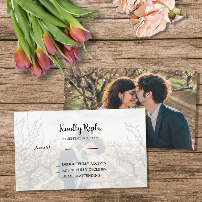 Carte D'accompagnement Rustic two photos Wedding budget RSVP (Rustic two photos Wedding budget RSVP Enclosure Card. For your rustic country wedding.)