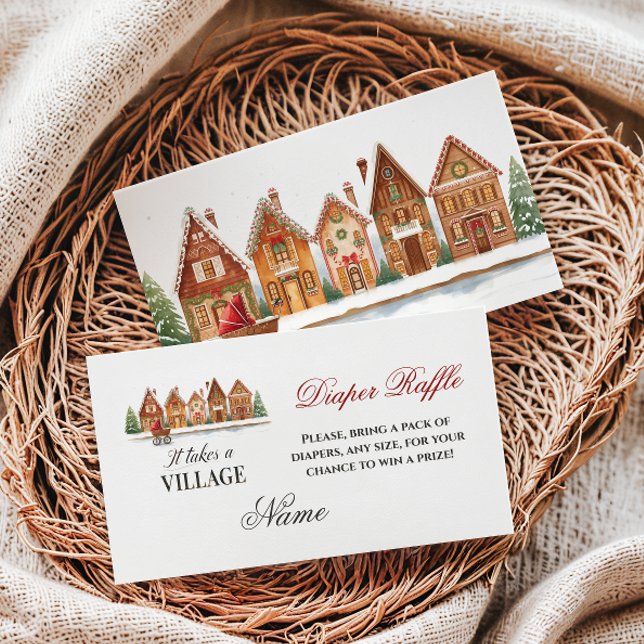 Carte D'accompagnement Rustic Village Maisons Hiver Baby shower couche (Créateur téléchargé)