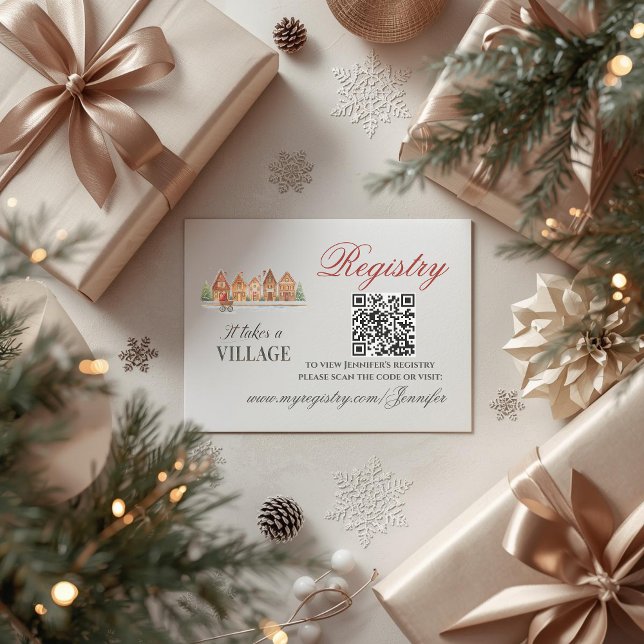 Carte D'accompagnement Rustic Village Maisons Registre du Baby shower d'h (Créateur téléchargé)