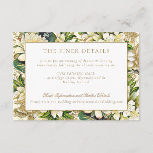 Carte D'accompagnement Rustic Vintage Gold Greenery Détails du Mariage