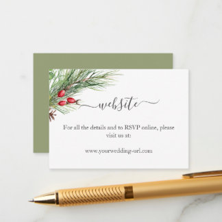 Carte D'accompagnement Rustic Winter Berry Pine Mariage de verdure