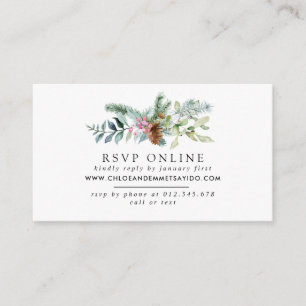 Carte D'accompagnement Rustic Winter Botanical Mariage Website RSVP