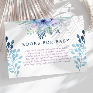 Carte D'accompagnement Rustic Winter Floral Navy Livres Pour Bébé
