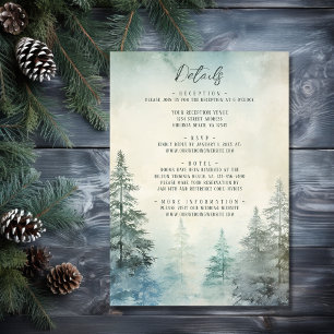 Carte D'accompagnement Rustic Winter Pine Forest Woodland Détails du Mari