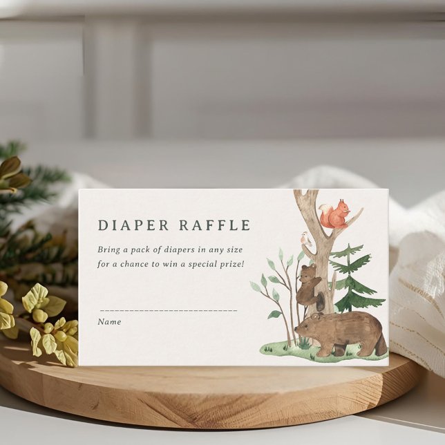 Carte D'accompagnement Rustic Winter Woodland Baby Shower Diaper Raffle (Créateur téléchargé)