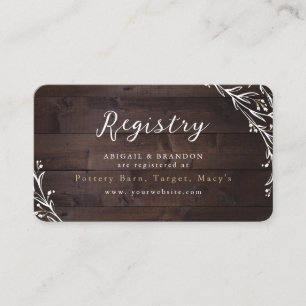 Carte D'accompagnement Rustic Wood Boho Floral Country brid Registry