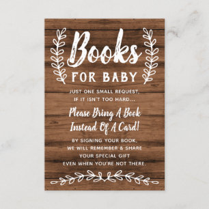 Carte D'accompagnement Rustic Wood Book Card, Livres Pour Bébé