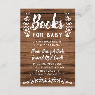 Carte D'accompagnement Rustic Wood Book Card, Livres Pour Bébé