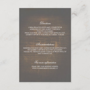 Carte D'accompagnement Rustic Wood Gold Confetti Détails du Mariage