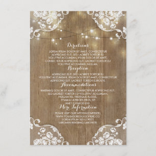Carte D'accompagnement Rustic Wood Grange Chaîne Lumières Mariage