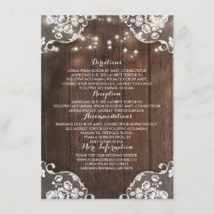 Carte D'accompagnement Rustic Wood Grange Chaîne Lumières Mariage