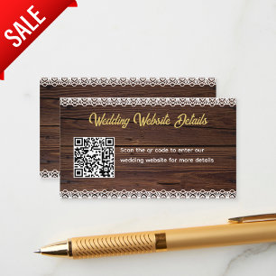Carte D'accompagnement Rustic Wood Lace QR CODE Mariage Détails du site w
