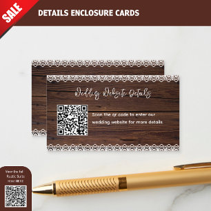 Carte D'accompagnement Rustic Wood Lace QR CODE Mariage Détails du site w