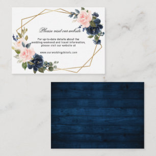Carte D'accompagnement Rustic Wood Navy Blush Site géométrique Détails