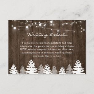 Carte D'accompagnement Rustic Wood Pine Trees Mariage Détails Réception