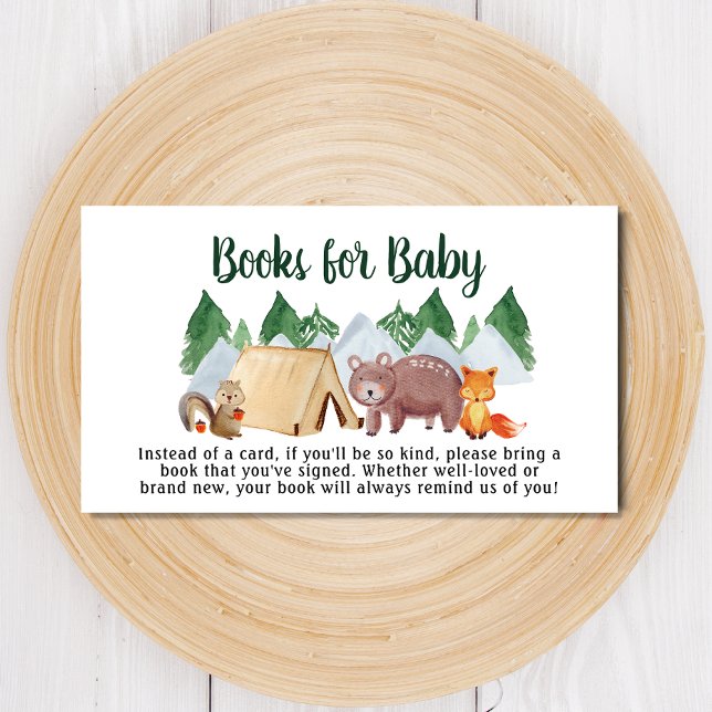 Carte D'accompagnement Rustic Woodland Animaux Livres Pour Baby shower (Créateur téléchargé)