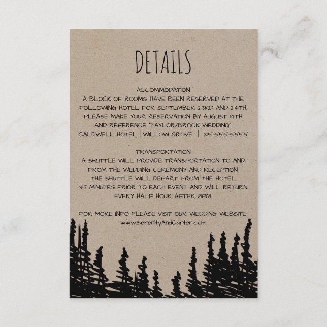 Carte D'accompagnement Rustic Woodsy Mountain - fiche Mariage (Devant)