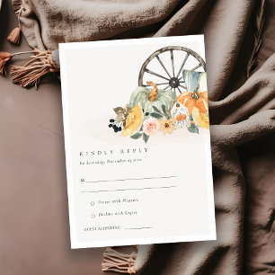 Carte D'accompagnement Rustique Automne Citrouille Leafy Floral Wedding R