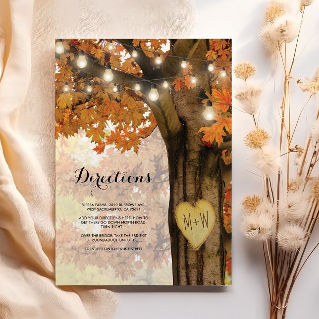 Carte D'accompagnement Rustique Automne Lumières Arbre d'automne Mariage (Créateur téléchargé)