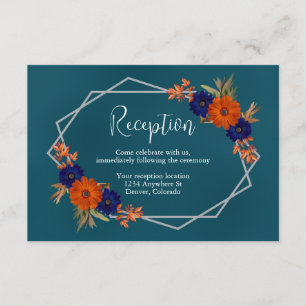 Carte D'accompagnement Rustique Automne Orange Marine Blue Mariage Récept