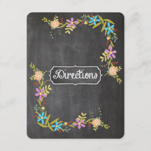 Carte D'accompagnement Rustique bleu Floral Garland Chalkboard Mariage