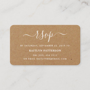 Carte D'accompagnement Rustique Country Kraft Script simple RSVP