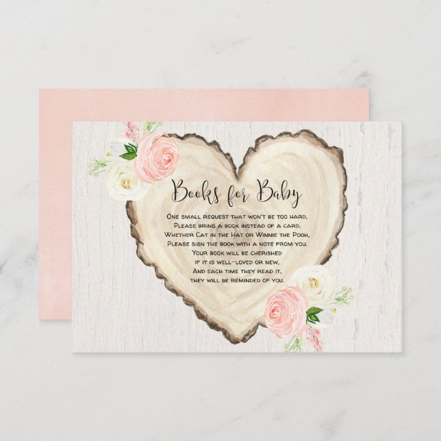 Carte D'accompagnement Rustique floral coeur demande baby shower fille (Devant / Derrière)