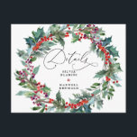 Carte D'accompagnement Rustique Floral Winter Wedding Détails de l'invité<br><div class="desc">Que vous incluiez vos informations de bloc de chambre d'hôtel sur vos dates de sauvegarde ou vos invitations de mariage réelles, nous vous recommandons d'inclure ces détails sur un insert séparé pour lui donner l'attention qu'il mérite. La carte d'hébergement mariage doit correspondre au motif de vos invitations autant que possible....</div>