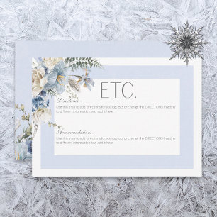 Carte D'accompagnement Rustique hiver Frosty Bleu & Blanc Détails floraux