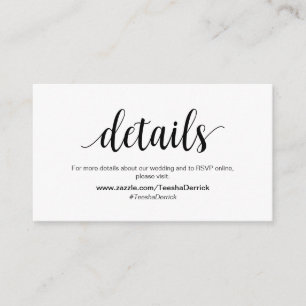 Carte D'accompagnement Rustique moderne, Noir, Détails Mariage, RSVP