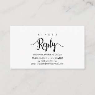 Carte D'accompagnement Rustique moderne, Script noir, réponse RSVP